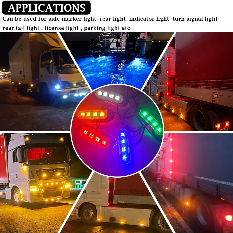12V 24V Truck LED Side Marker Indicator Lights Front Rear Tail Clearance Lamp Universal Lights for Volvo FH Trailer Lorry Boat