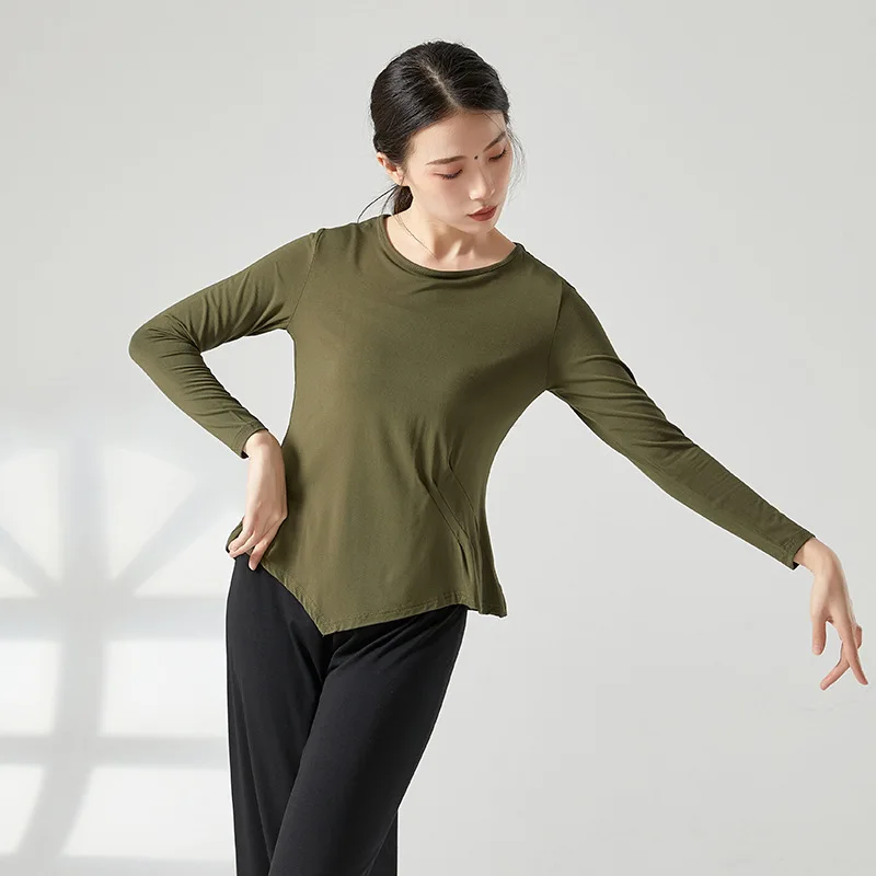 Roupas de prática de dança feminina primavera e verão novas roupas de dança topos soltos roupas de treinamento de corpo dança