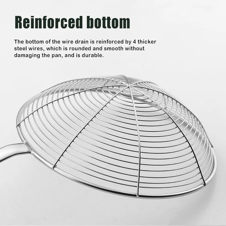 5.5インチのスパイダースキマー、木製ハンドル付き、効率的な調理や揚げ物に最適、パスタや野菜に最適なキッチン用品