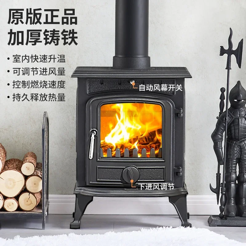 Real fire cast iron fireplace household heating wood stove, power 7.6KW