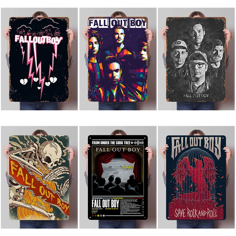 Fall Out Boy Music Tinplate Posters Customizable Wall Art Retro Vintage Metal Signs for Fans Bedroom Decoration Aesthetic House