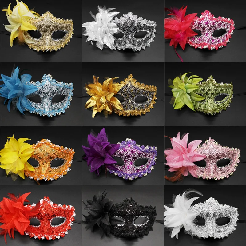 Venetian Mask Halloween Eye Mask Side Flower Rose Lace Sexy Mask Masquerade Party Decoration Dance Carnival Costume Play Props