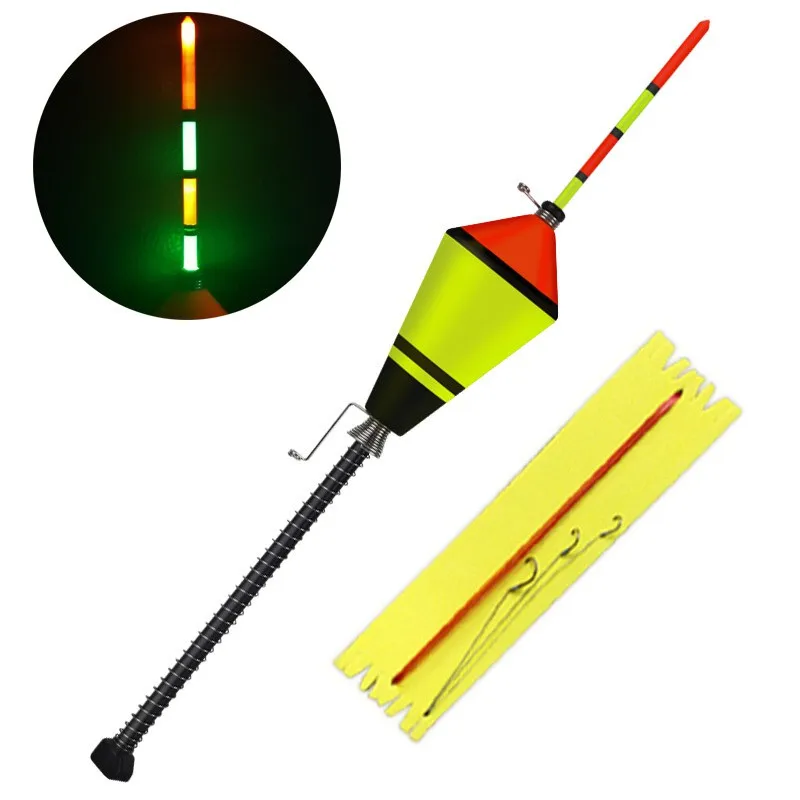 Portable Automatic Luminous Fishing Float With Fishing Hooks Fast Fishing Bobber Set Night Fishing Float Device River Lake Sea