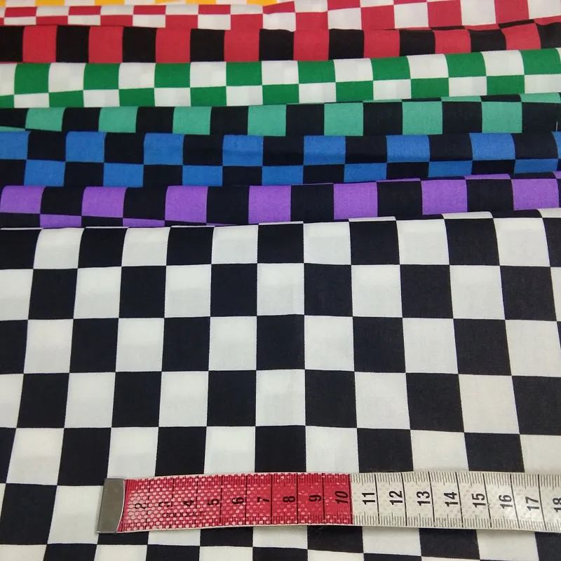 Brand New 8 Colors F1 Square Black White Colorful Checkerboard Printed Cotton Fabric 50x160cm Fabric Patchwork Cloth Dress DIY S