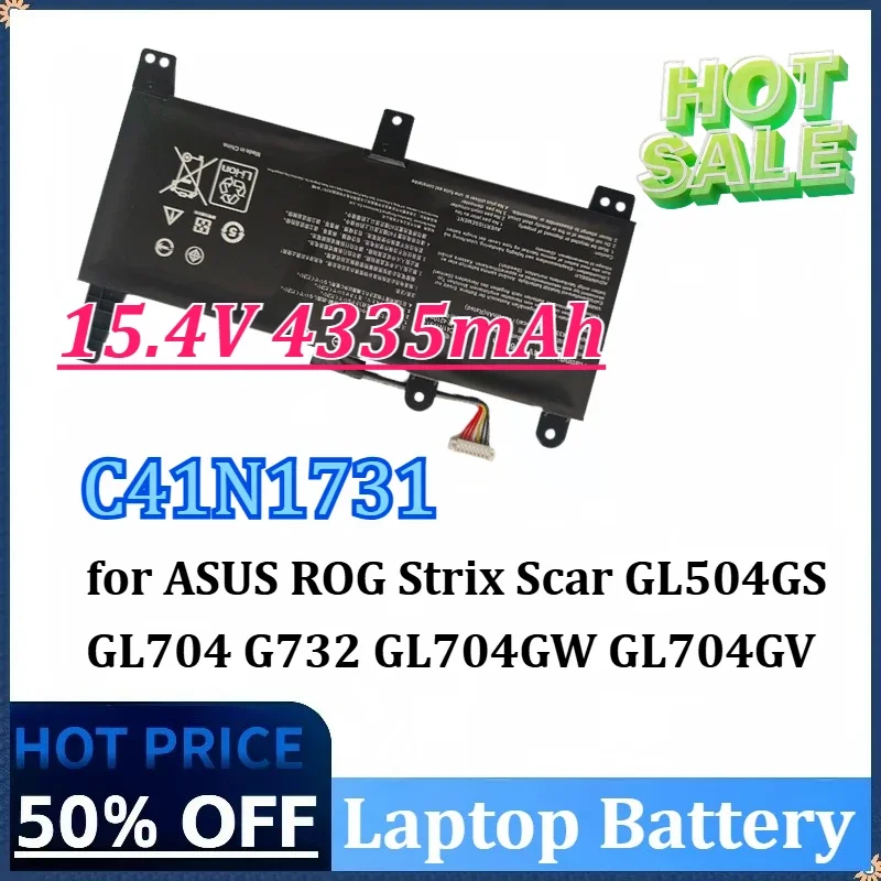 15.4V 4335mAh C41N1731 Laptop Battery for ASUS ROG Strix Scar/HERO II G712 GL504GS GL704 G732 GL704GW GL704GV GL504GM GL504GW