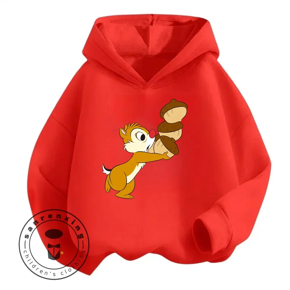 Cute Chic Long Sleeve with Chip \'n\' Dale Cartoon Characters Design Children\'s Spring Autumn Antibacterial Anti Wrinkle Hoodie