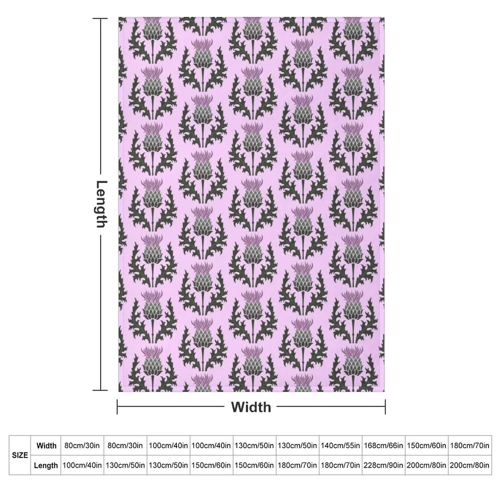 Scottish Thistle Flower of Scotland on Pale Pink Throw Blanket couch cozy soft plush fuzzy picnic outdoor blanket
