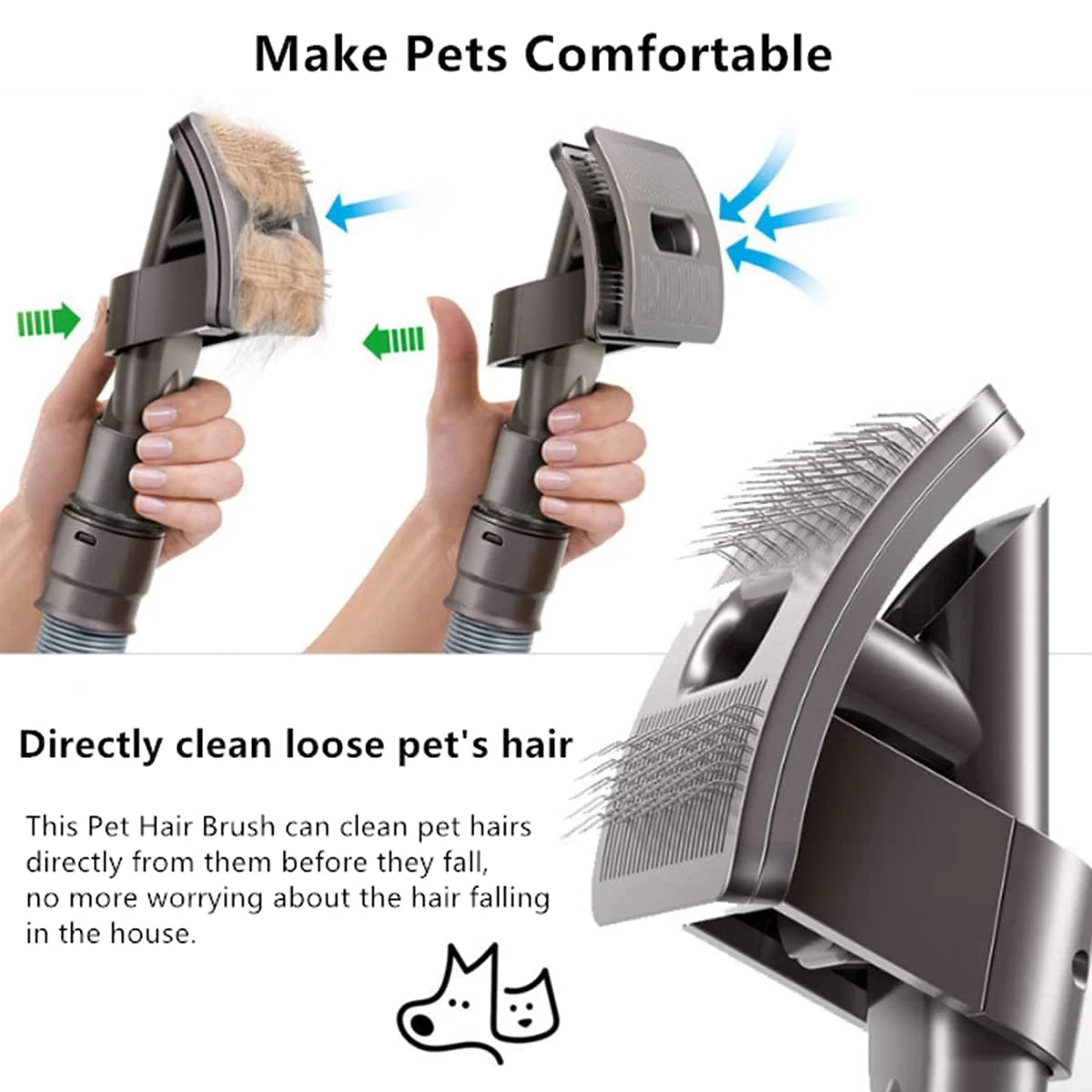 أدوات A09G-Groom للمكنسة الكهربائية Dyson V15 V11 V10 V8 V7 V6، أداة تهذيب الحيوانات الأليفة، مع محول مرفق وقفل الزناد