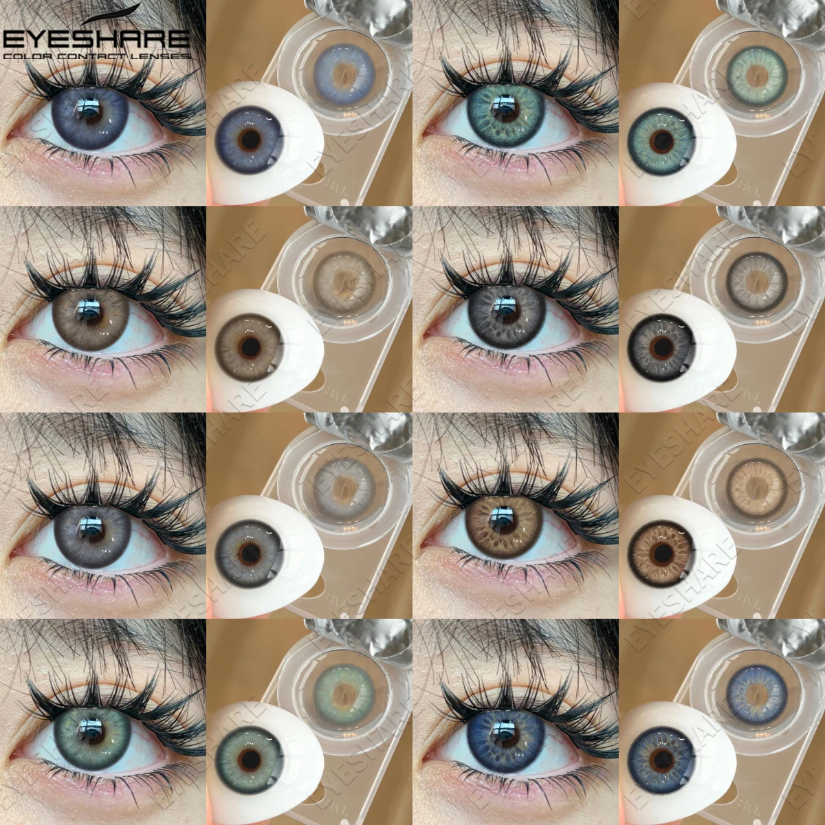 EYESHARE Modische Blaue Farbige Kontaktlinsen 1 Paar Braune Weiche Linsen Graue Farbkontaktlinsen für Augen-Make-up