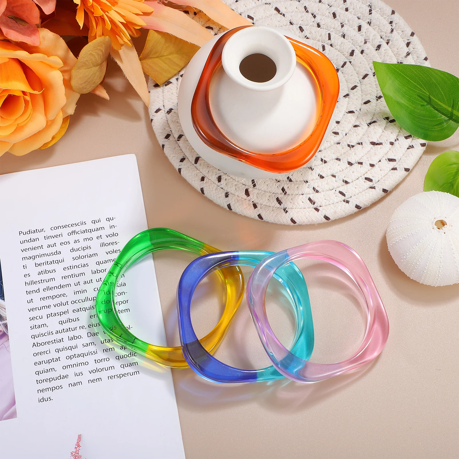 

4 Pcs Gradient Bracelet Cuff Bangle Bracelets for Woman Bangles Women Girls Aesthetic