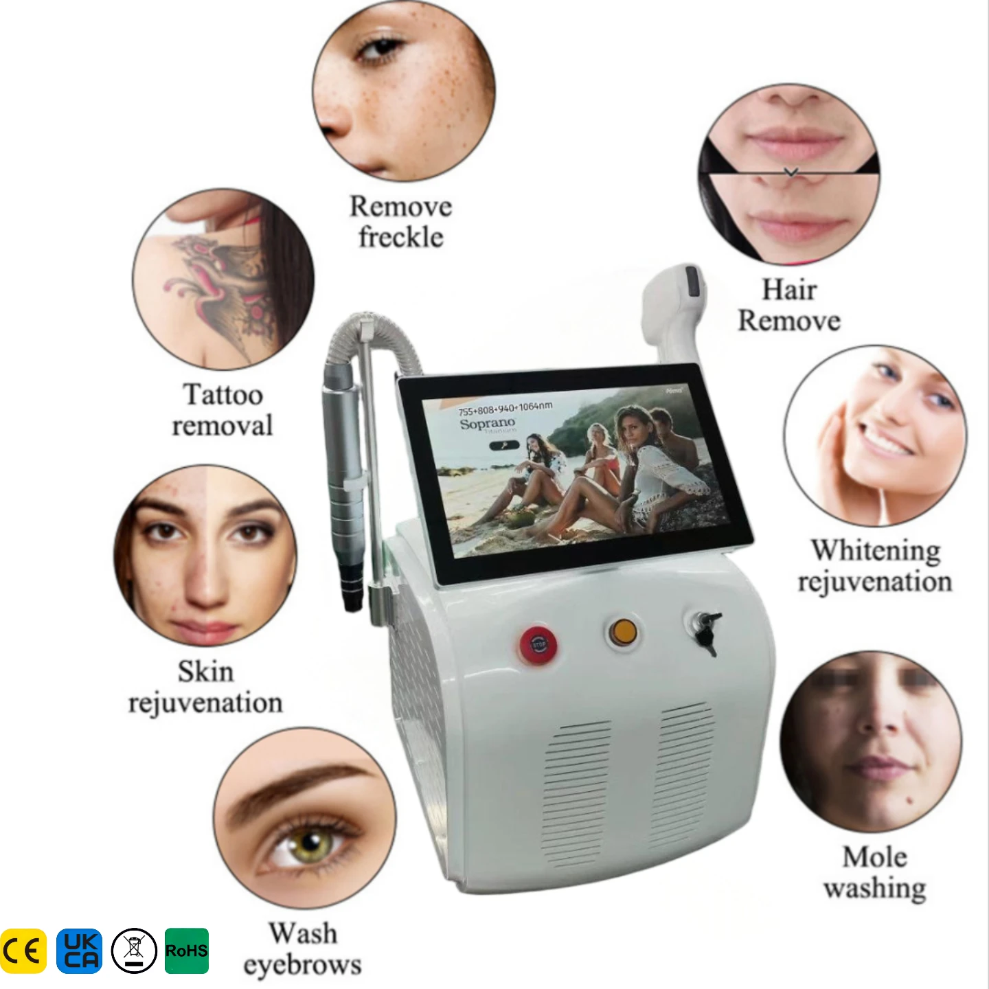 

Профессиональный диодный лазер 2-в-1 (755 нм и 1064 нм) для удаления татуировок и перманентной эпиляции с системой охлаждения Ice Cooling - Beaut