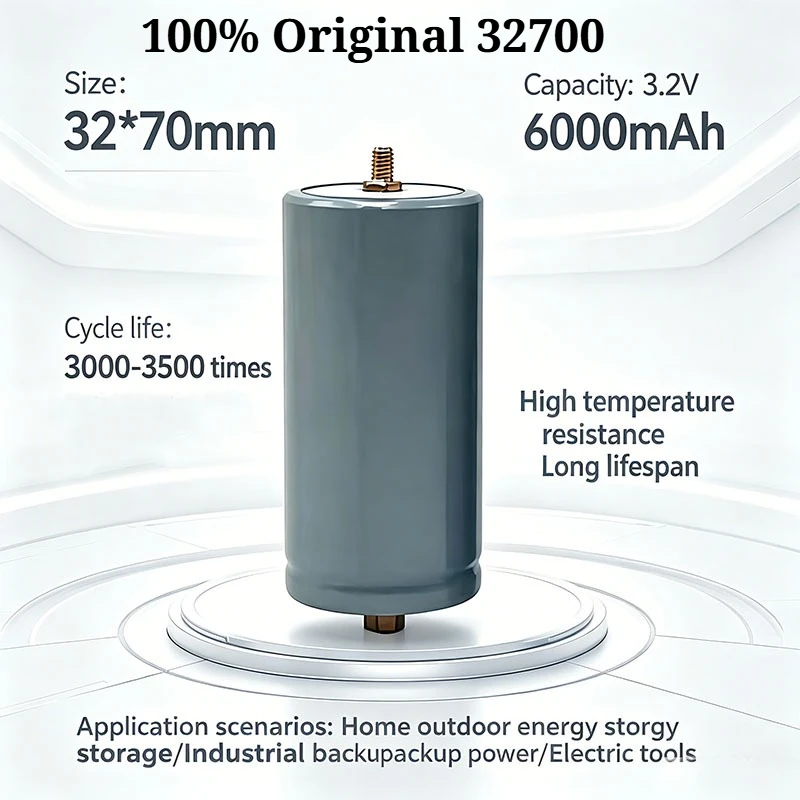 2026New 32700 3.2V Large Capacity 6000mAh Original Rechargeable Lifepo4 Battery Professional Long Life Power Battery with Screws