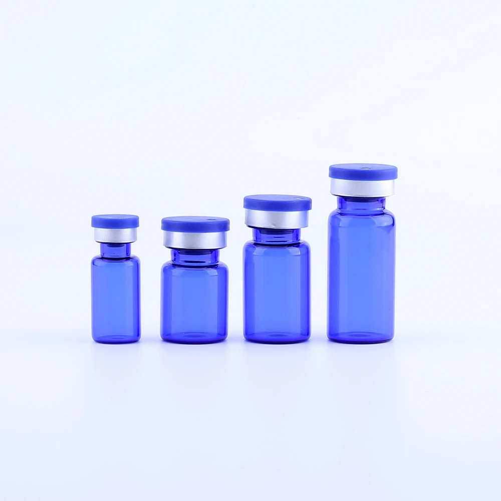 

1000pcs/lot 3ml 5ml 7ml 10ml Blue Injection Glass Vial With Flip Off Cap, 1/3oz Empty Bottle, 10cc Glass Containers