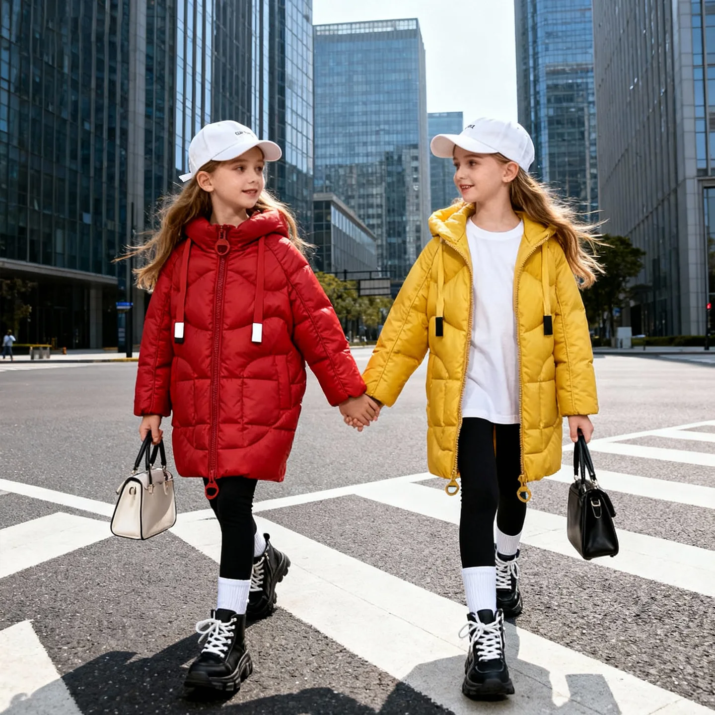 Winter Teens Girls Duck Down Jackets Hooded Thick Warm Zipper Children Girls Embroidery Parka Velvet Junior Girls Puffer Jackets