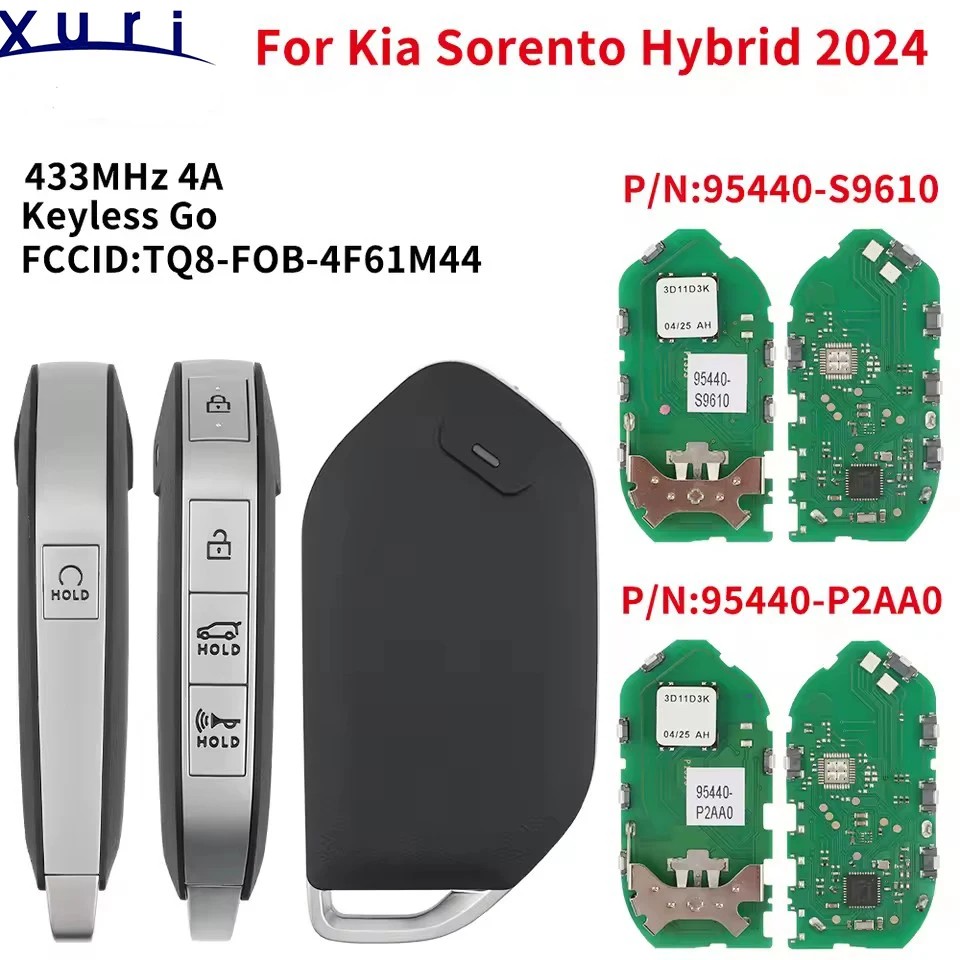 

Умный ключ-брелок Xuri TQ8-FOB-4F61M44 95440-S9610/P2AA0 с 5 кнопками, ID47, 433 МГц, бесключевой доступ для Kia Telluride 2023-2024