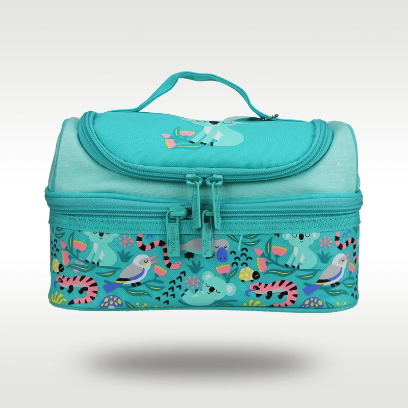 

Australia Smiggle original children's lunch bag girl handbag cute green koala double layer handbag fruit lunch box bag 9 inches