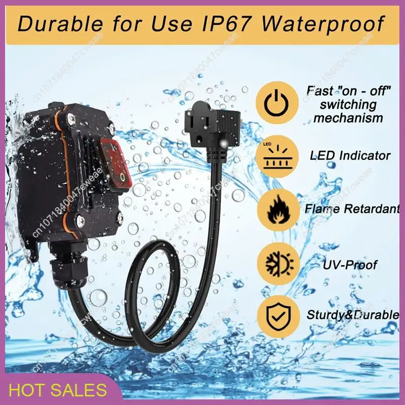 

Inline Power Switch With 3-Ft 14AWG Cable & Piggyback Plug, IP67 Waterproof Extension Cord With On/Off Switch US Plug-A98U