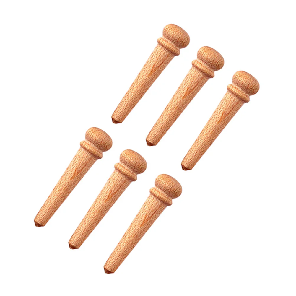 6pcs Acoustic Guitar Bridge Natural Maple Wood Replacement Parts Sound Clarity Vintage Install Ideal