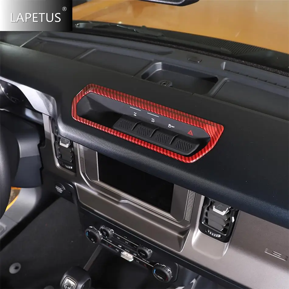 Dashboard Differential Center Control Switch Decor Panel Cover Trim For Ford Bronco 2021 2022 Car Red / Carbon Fiber Accessories