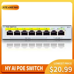 STEAMEMO-Fonte de Alimentação Externa, Comutador de Rede, Adequado para Câmara IP, AP Sem Fios, Série HY, 6 Portas, POE, 90W, 100m