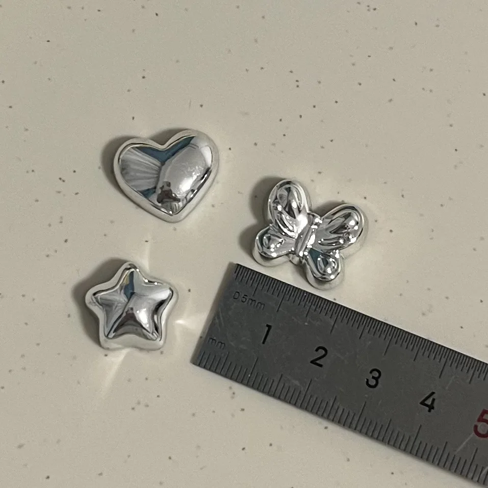 Mininstants Silver Love Bow Star Cartoon Series Cabochons, résine de dessin animé, bricolage, matériaux d'artisanat, fabrication de bijoux, breloques, 5 pièces