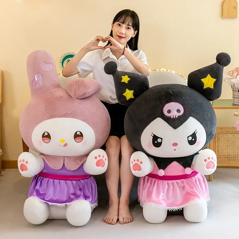 80cm 65cm Big Size Sanrio Kuromi My Melody Anime Plush Stuffed Doll Cartoon Character Room Decoration Bed Pillow Holiday Gift