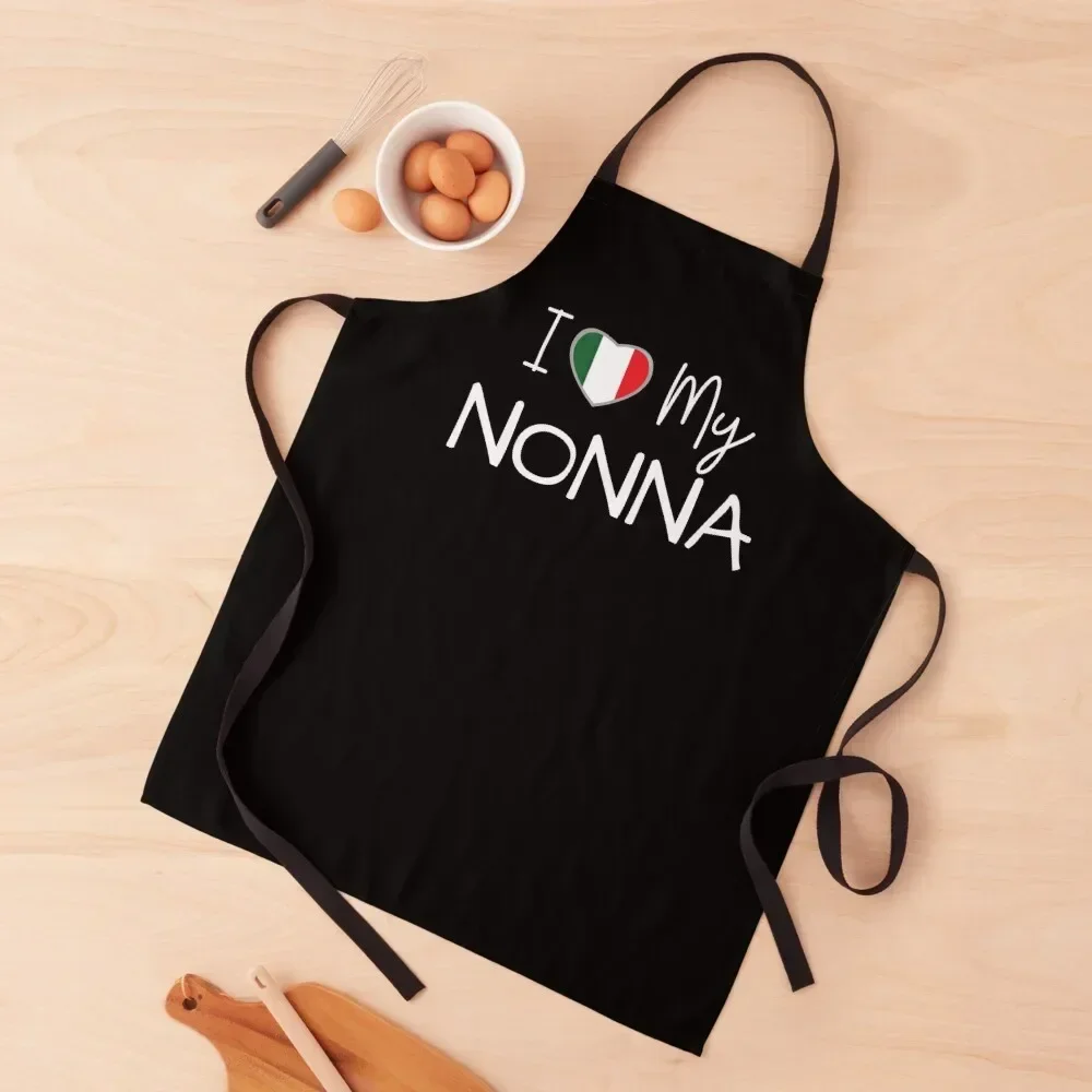 I Love My Nonna Italian Heart Flag Apron Men'ss Cleaning Products For Home Apron