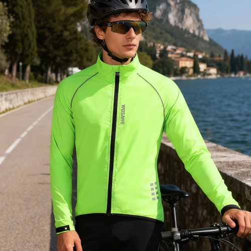 Imagen 2 del producto WOSAWE, cazadora de ciclismo para hombre, chaqueta reflectante ultraligera a prueba de viento para hombre, abrigo de viento para bicicleta de montaña y carretera, ropa de bicicleta de manga larga
