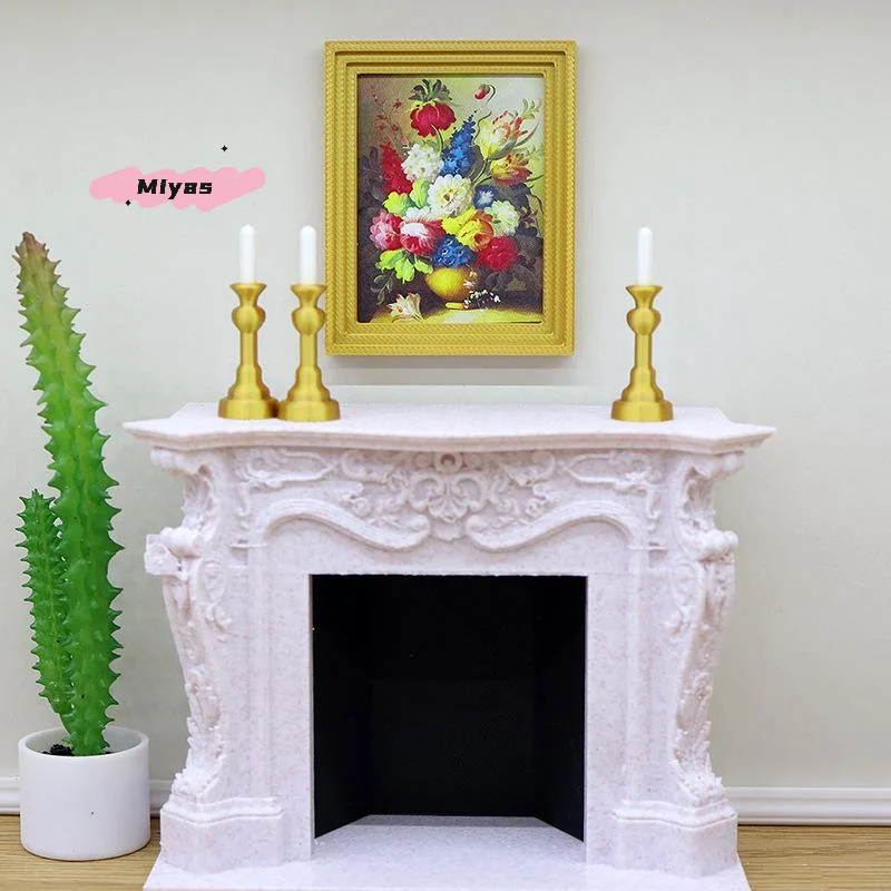 1/2 pezzi portacandele dorato in miniatura per casa delle bambole 1/12 mini candeliere modello casa delle bambole sala da pranzo decorazioni per la casa accessori fai da te