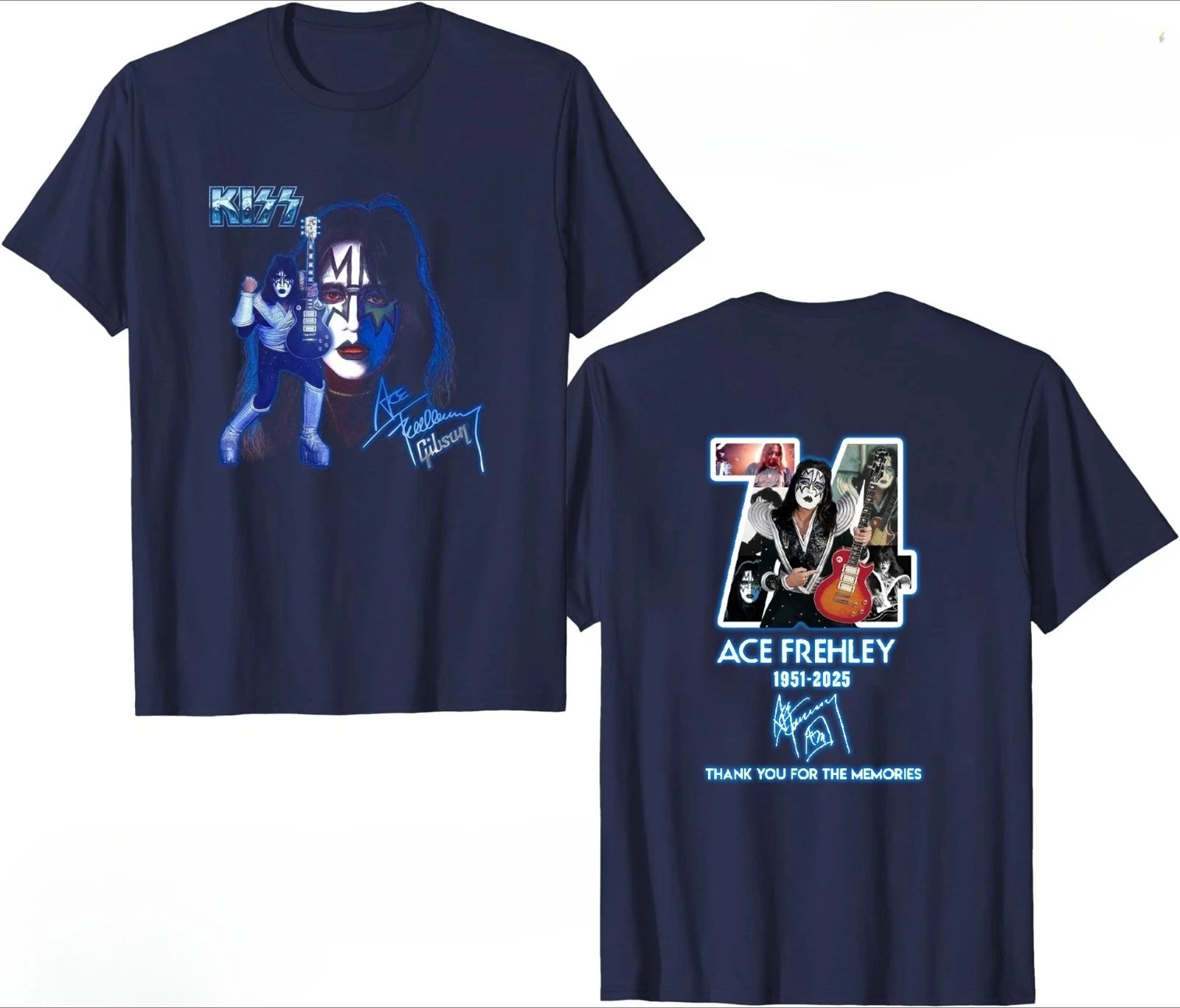 تي شيرت KISS Ace Frehley Legendary 1951-2025 التذكاري - متعدد الألوان الفاخرة الراقية لكل من الرجال والنساء Y2k #3