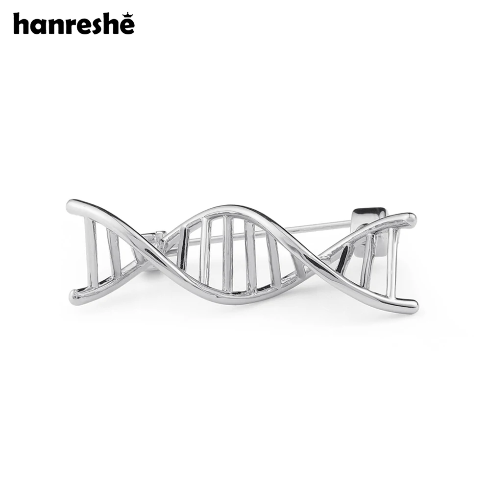 Hanreshe Medical DNA Shape Cute Brooch Pins Silver Plated Metal Quality Jewelry Accessories Badge for Woman Doctor Nurse