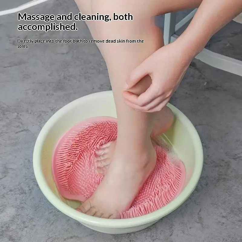 Multifunctional Silicone Anti Slip Shower Mat With Sucker Exfoliating Massage Tool For Foot Back Dead Skin Removal Bathroom Use