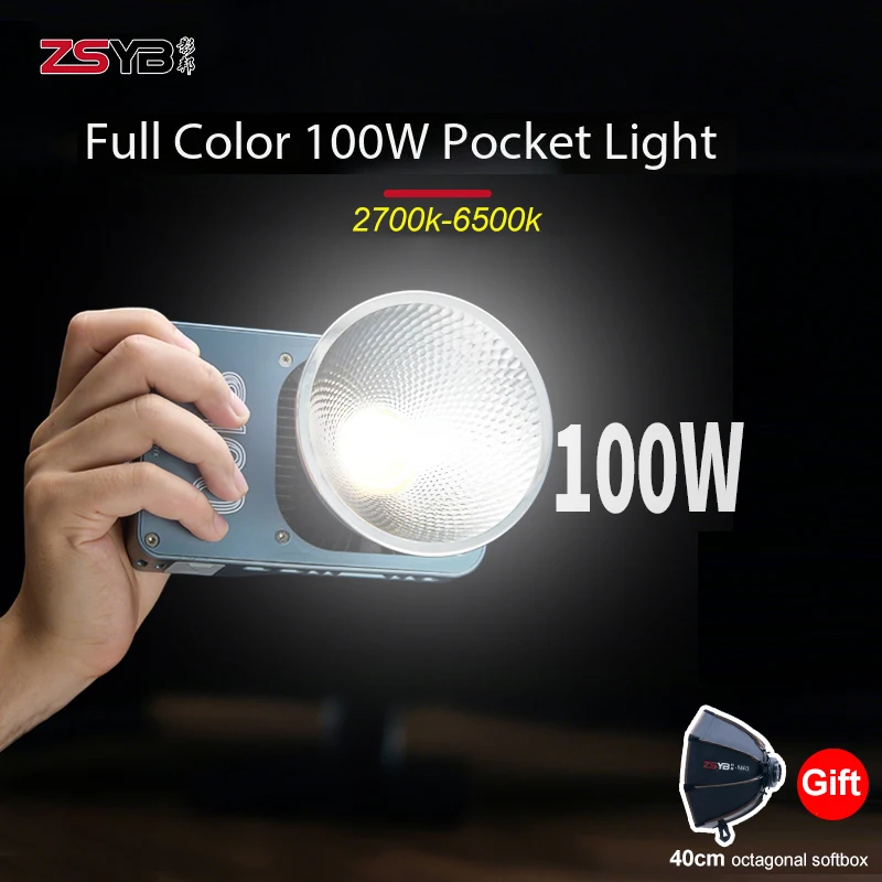 

ZSYB S100 LED Video Light 100W Full Color Pocket Light 2700k-6500k Photography Light APP Control Studio Photo Lamp for Youtube