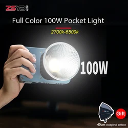 ZSYB S100 LED Video Light 100W Full Color Pocket Light 2700k-6500k Photography Light APP Control Studio Photo Lamp for Youtube