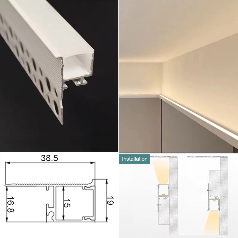 0,5m/1m Plafond LED Aluminium Profiel Ingebouwde LED Hard Strip Licht Lichtgevende Lineaire Decoratieve Binnenverlichting Kanaallampen