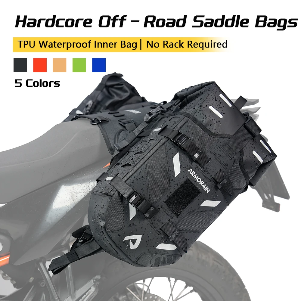 Motorcycle Saddle Bags Waterproof Side Luggage Bags 40L Lightweight Motorcycle Side Panniers for Cross Country Riding Toolkit