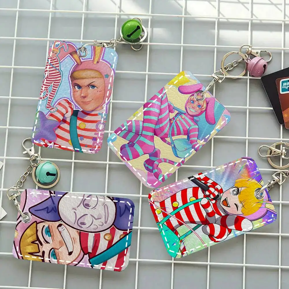 1 unidad Anime Popee The Performer Estuche para tarjetas, Llavero, Bolsa para tarjetas de acceso, Anillo para llaves, Tarjetero de cuero, Anillo para llaves