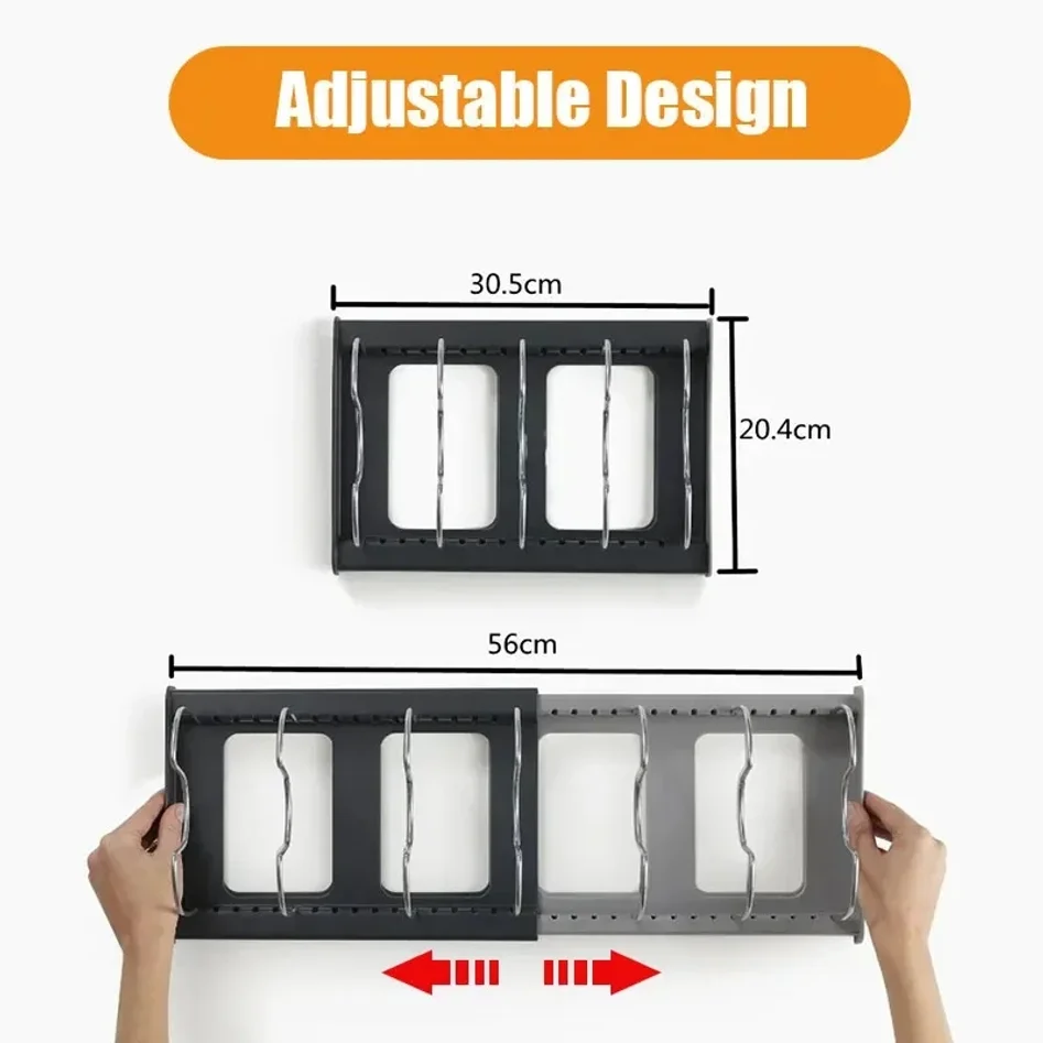 Expandable Stainless Steel Storage Rack Kitchen Cabinet Holder for Pan Pot Lid Cutting Board Drying Cookware Dish Rack Organizer