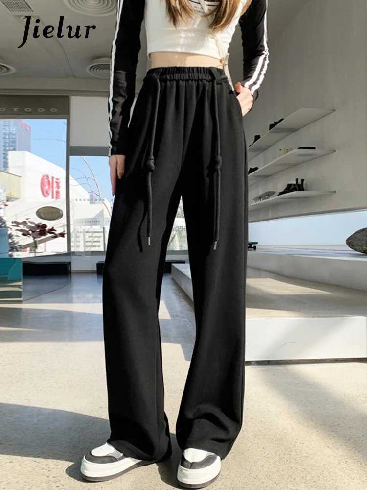 Imagem -03 - Jielur Branco Sweatpants Perna Larga Calças Esportivas para Mulheres Primavera Verão Nova Reta Estilo Americano Calças Casuais Femininas S-xl