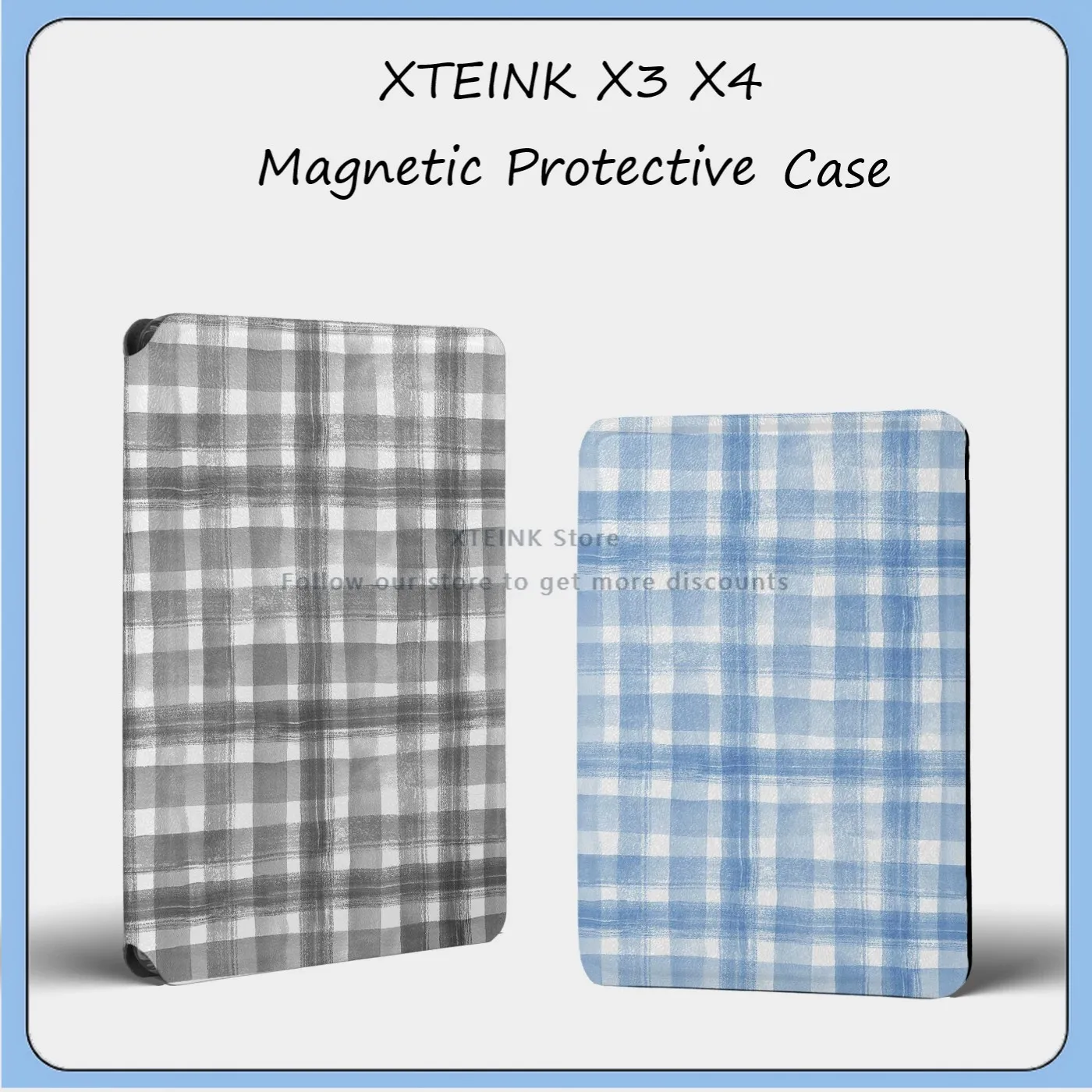 For XTEINK X3 X4 E-Ink Ebook Reader Magnetic Protective Folio Case Clear TPU Full‑Coverage Protective Cover Traditional Striped
