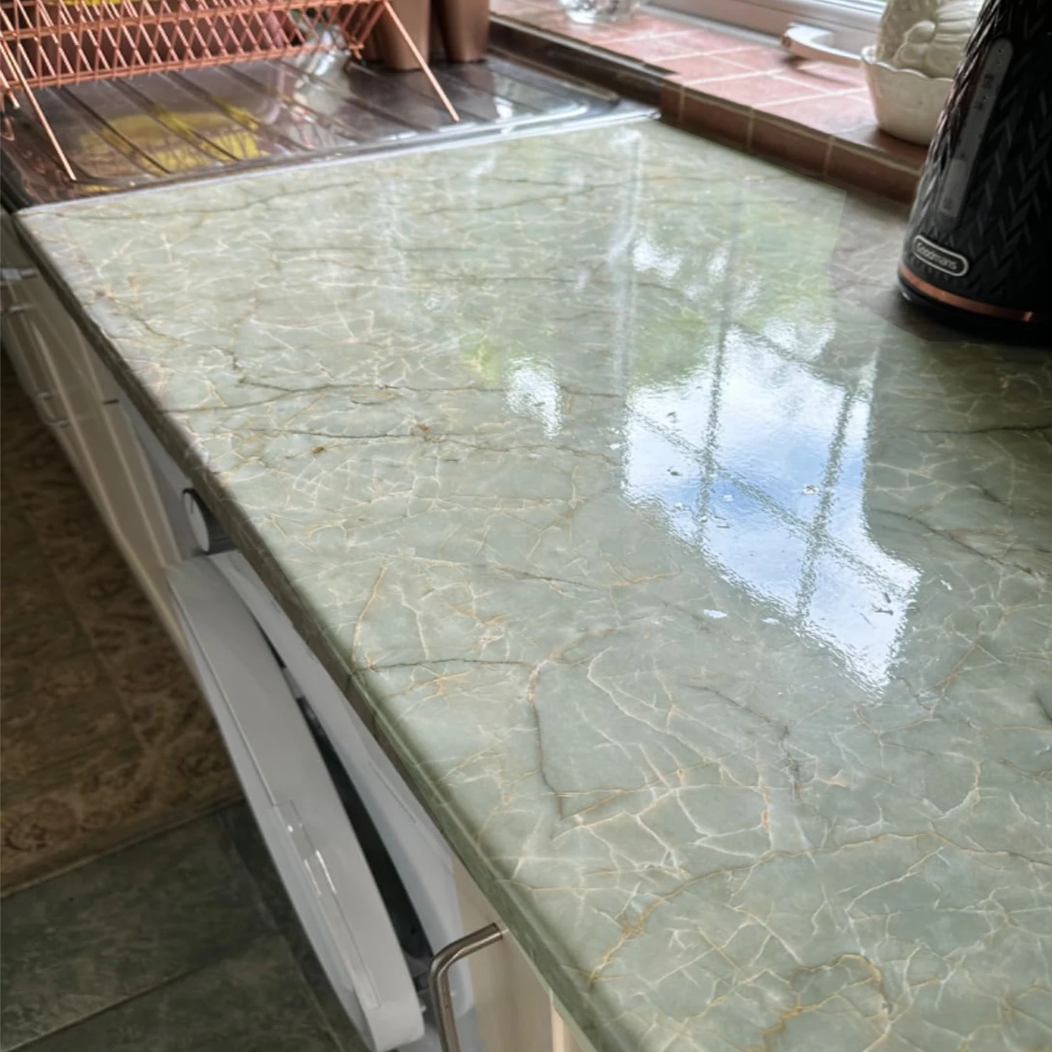 Kitchen Oil-Proof Film Stove Waterproof Moisture-Proof Wallpaper Countertop Self-Adhesiv Cabinet Renovation Tile Marble Sticker
