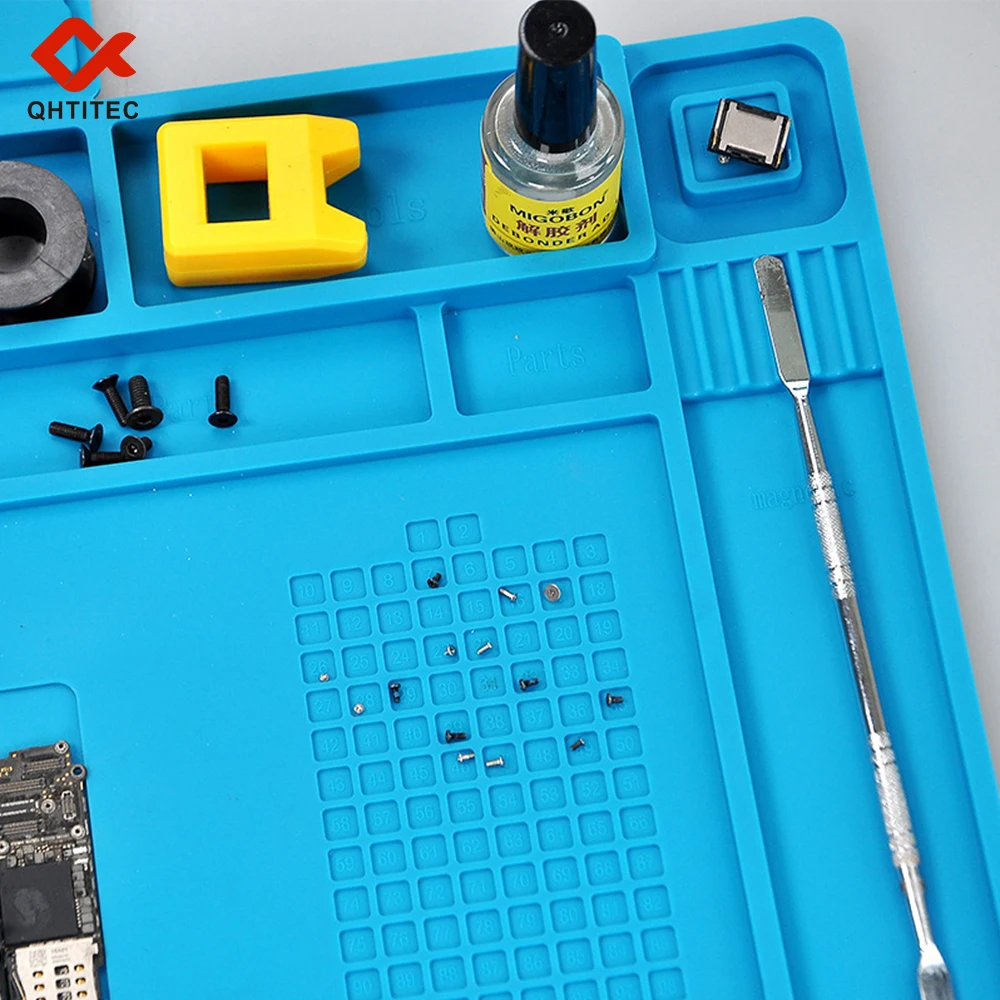 Soldering Station Mat Silicone Multifunctional Work Mat Heat Resistant 932°F Anti-Static Pad for Electronic Phone Watch Repair