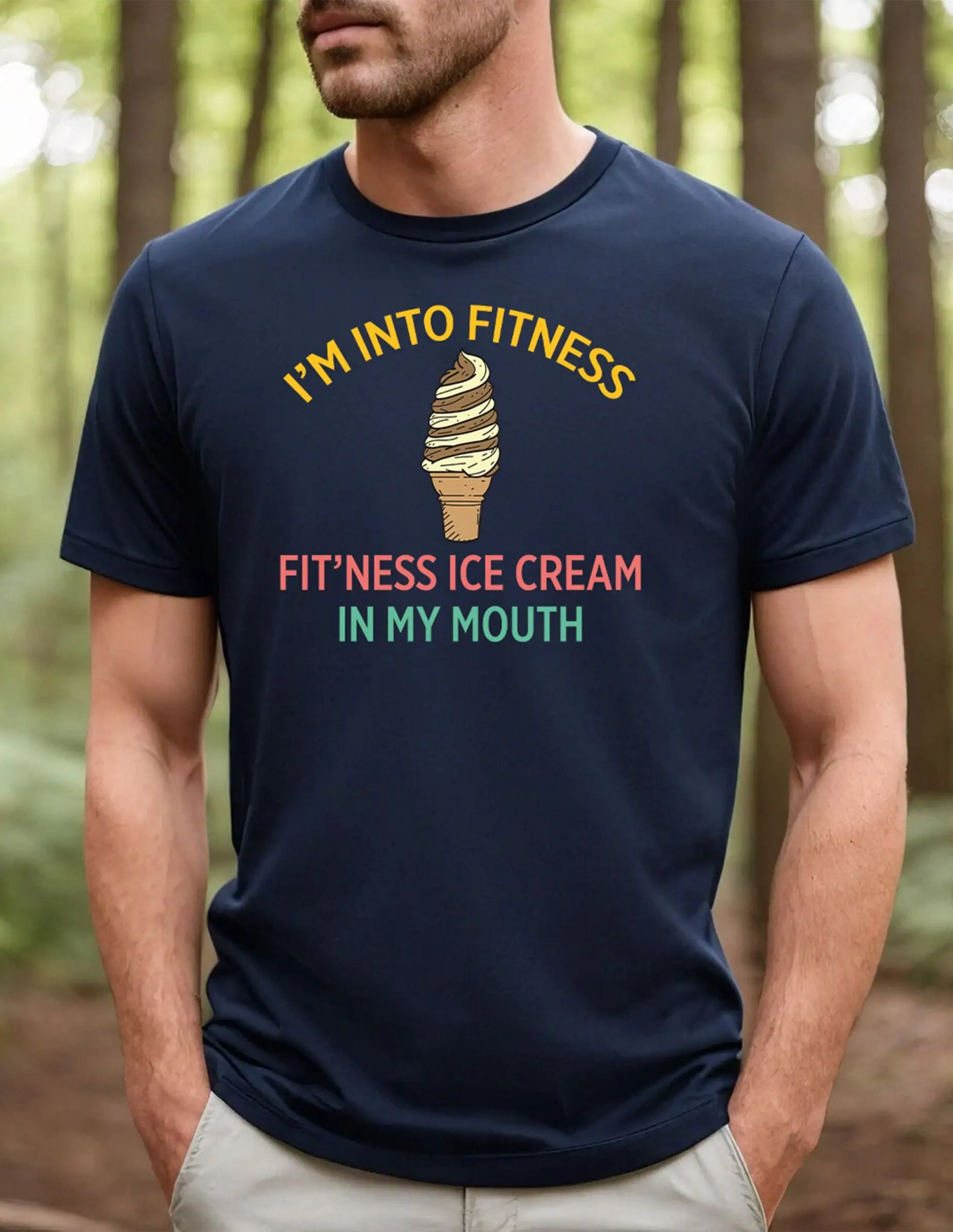 Mens Fitness Ice Cream T Shirt Funny Food Cone Workout I Love