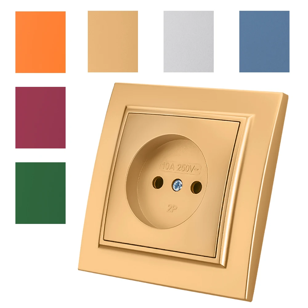 

Золотая классическая краска переменного тока, пластиковые электрические розетки, встраиваемые на стену, огнестойкие, 250 В, не заземляющие вилки, розетка, стандартная розетка ЕС