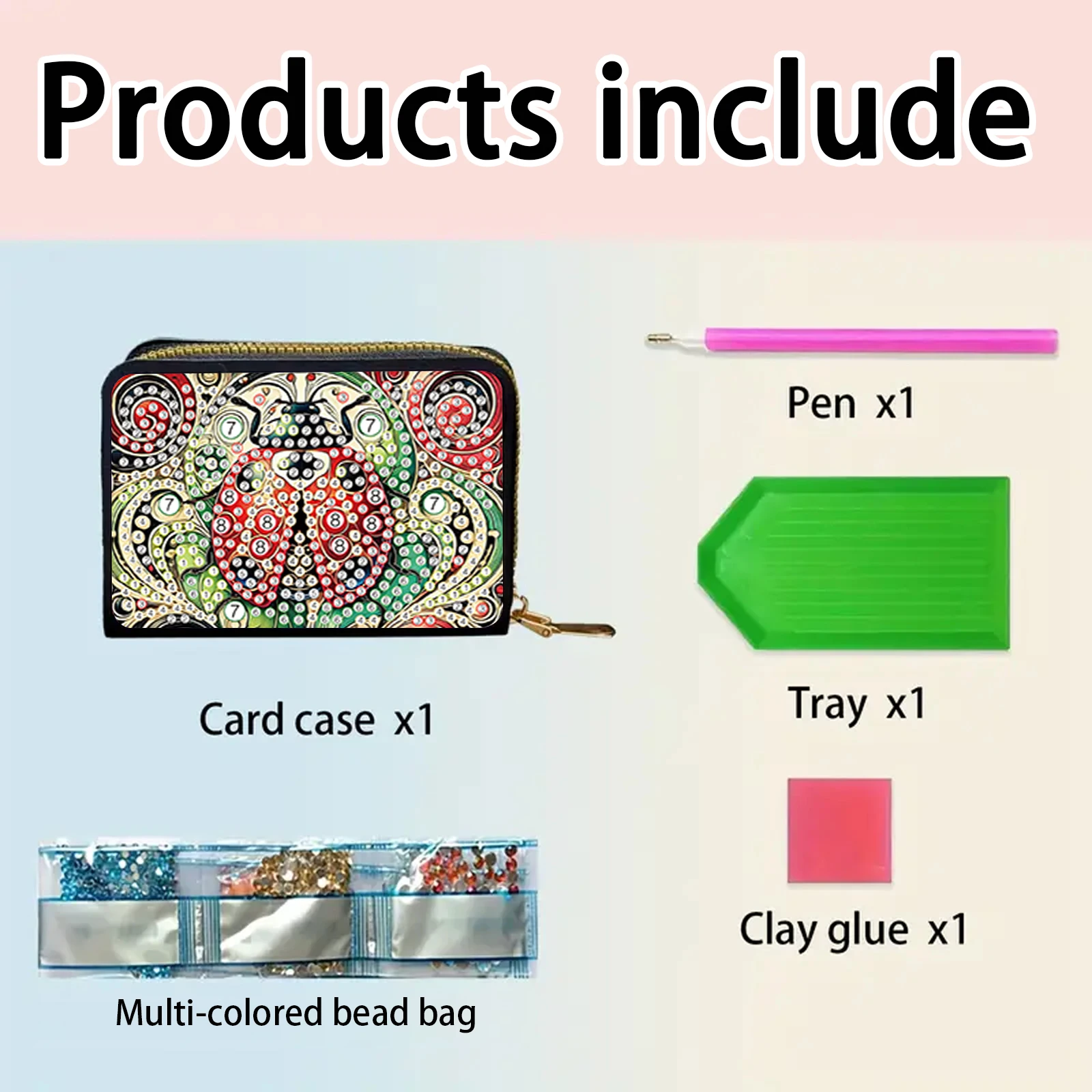 Diamond Art Painting Pocket bag Kits,Animal theme Special Shape Diamond  Art Small Cards and Coins bag Storage Tote Art Bag Gift