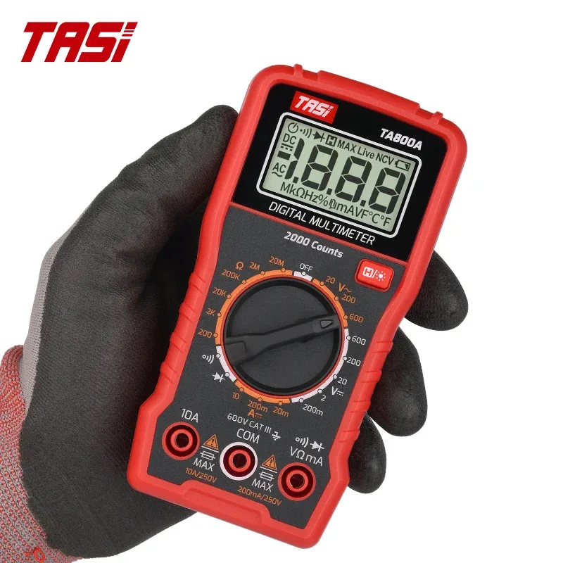 

For Sea Shipping, CustomizedTASI TA800A Manual Digital Multimeter High Precision Dual Fuse Design Diode Test Data Hold True Rms