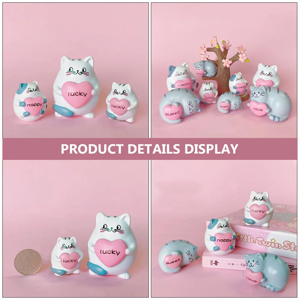 

4 Pcs Cats Car Decor Resin Figurines Desktop Decor Micro L Cake Adornment Creative Home Office Display Gift