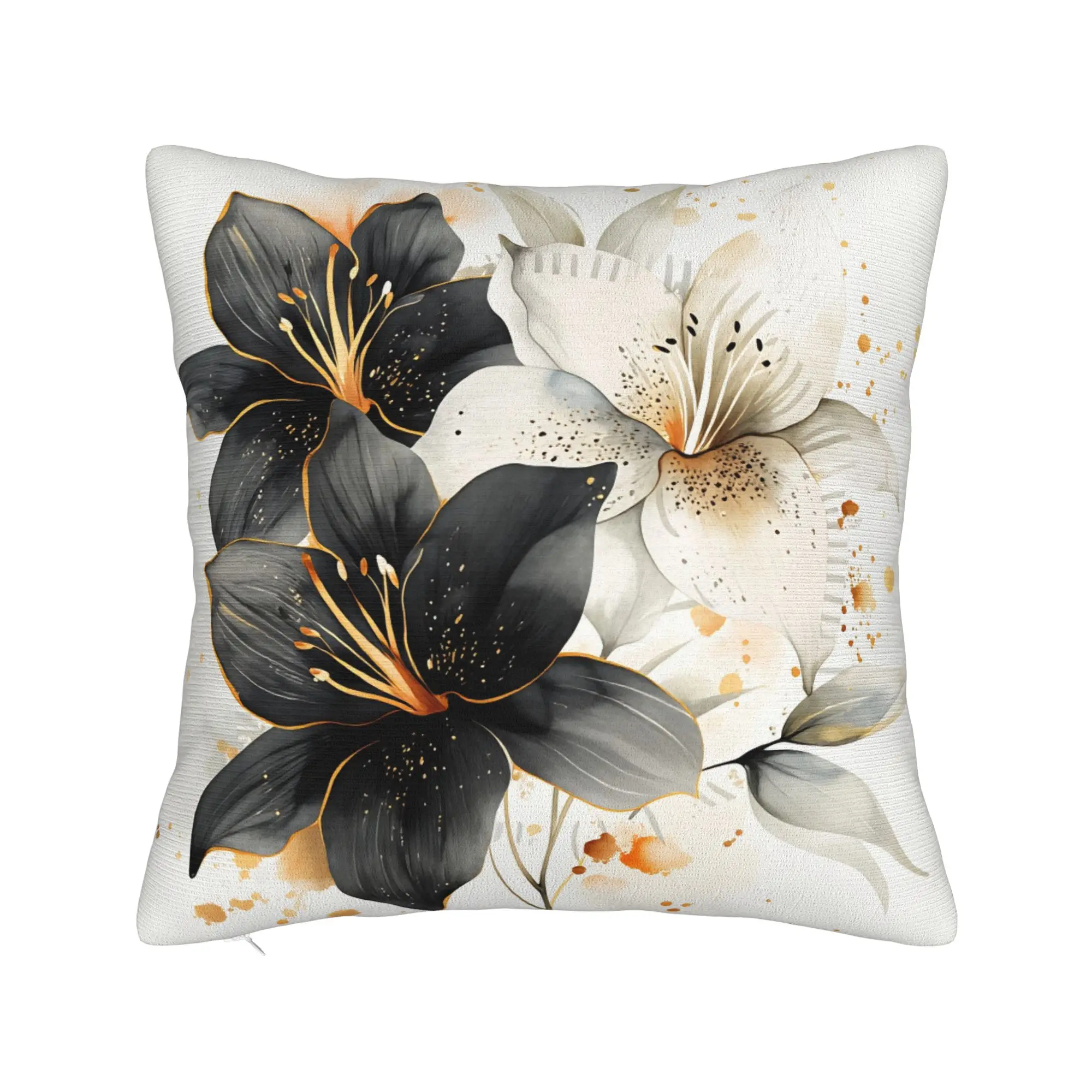 Black White Gold Flower Pillow Case  Design Pillow Cover For Sofa Car Home Decor Vintage Pillowcases