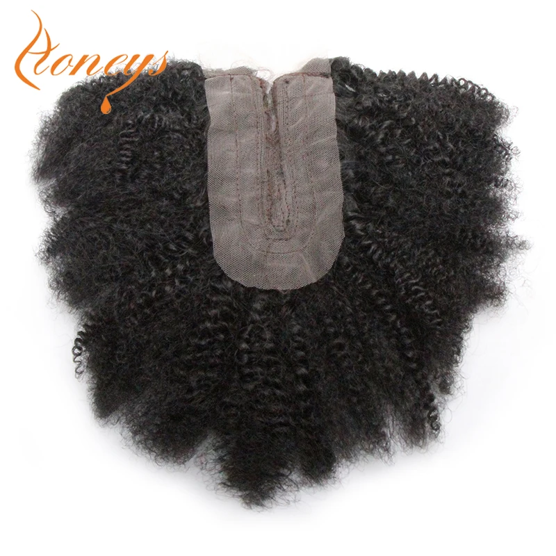 Honeys bundel rambut keriting Afro dengan penutup bundel rambut sintetis dengan penutup renda Afrika untuk wanita 6 + 1/Lot ekstensi rambut