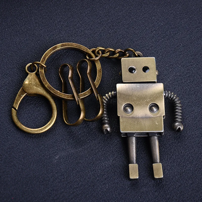 Girl Cute Cartoon Animal Robot Key Chain Brass Decor Women Keychain Bag Pendant Charm Creative Key Ring Lovers Best Gift Jewelry